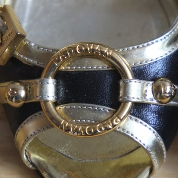 Luciano Padovan black and gold lamé leather shoes - Picture 7 of 13